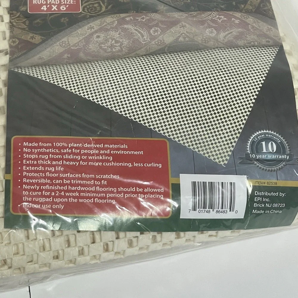 Epica 4'x6' Eco-Friendly Extra-Thick Non-Slip Rug Pad New in Package Old-Stock